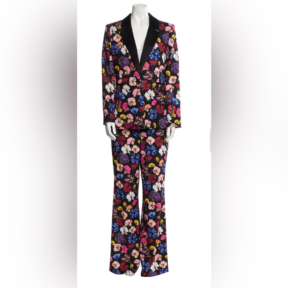 NEW Alice+Olivia GORGEOUS 2-piece Velvet Black Tailored Pantsuit Tuxedo XL 12